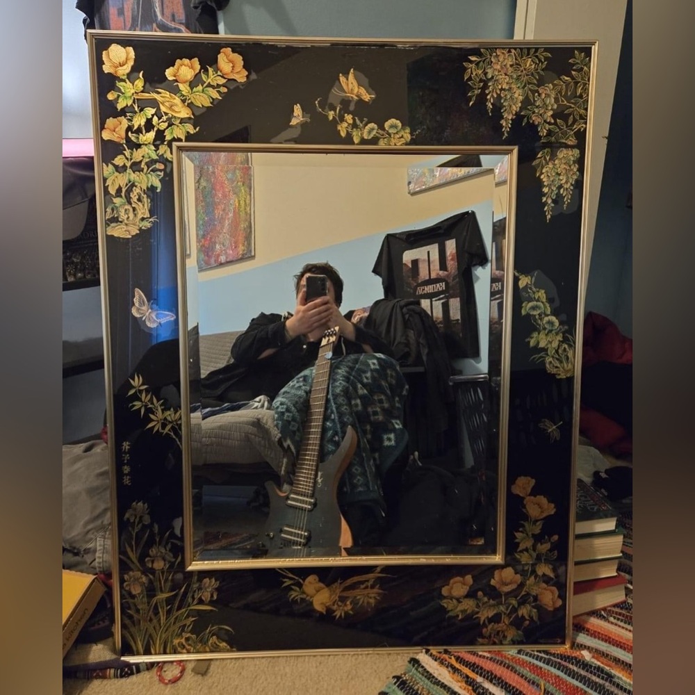 1990 LaBarge Chinoiserie Framed Mirror (Anthropologie)